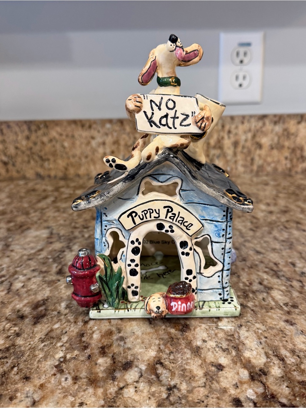 Blue Sky Puppy Palace "No Katz" Heather Goldminc 2002 Tealight Candle Holder